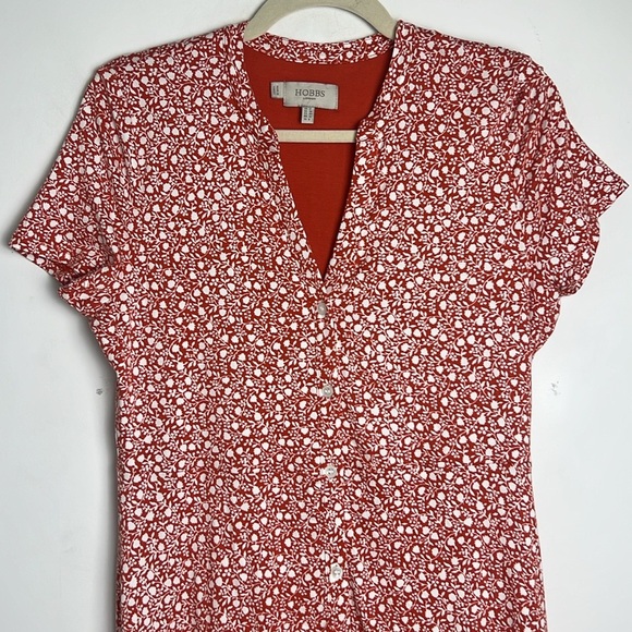 HOBBS London Jacinta Dress Apricot Ivory Floral Pint Fit & Flare Dress Size US8 - Picture 5 of 12